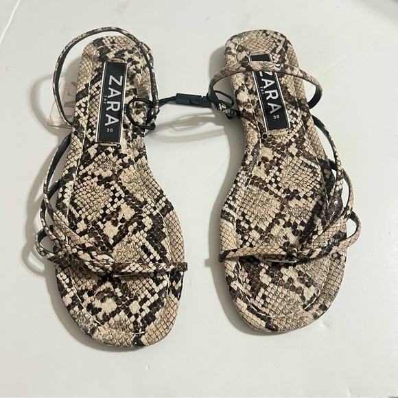 Zara Animal Print Flat Sandals Size 7.5 US - Picture 10 of 11